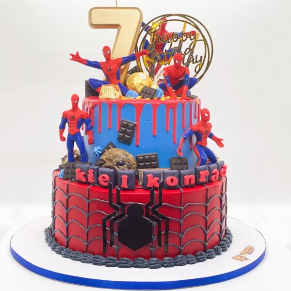 fiction,red,two-tier,birthday,spiderman