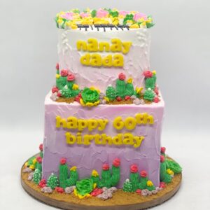 violet,two-tier,birthday,cactus